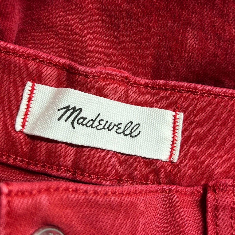Madewell Womens Emmy Wide-Leg Denim Pants Cherry Red High Rise 29 Tall New - Picture 8 of 10